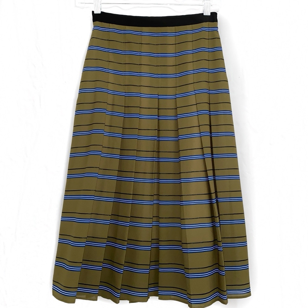 Ohne Titel Midi Pleated Striped Olive Skirt
